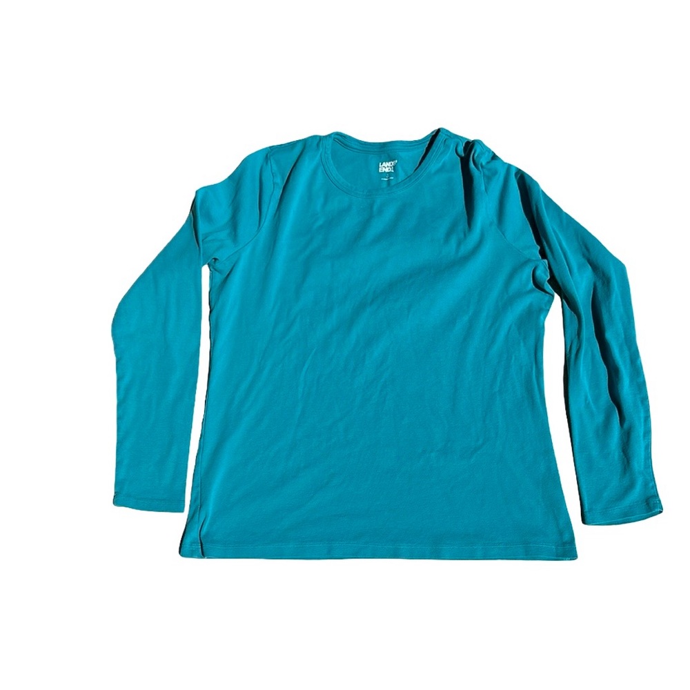 Lands' End Blue Long Sleeve Relaxed T-Shirt